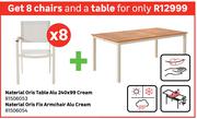 Naterial Oris Table Alu 240 x 99 Cream 81506053 + Fix 8 Armchairs Alu Cream 81506054