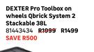 Dexter Pro Toolbox On Wheels Qbrick System 2 Stackable 81443434-38Ltr