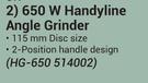 Ryobi 650W Handyline Angle Grinder HG-650 514002-Each