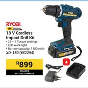 Ryobi 18V Cordless Impact Drill Kit XD-180 652294