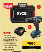 Ryobi 18V Cordless Impact Drill Kit XBHD-18CK 850048164