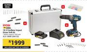 Ryobi 18V Cordless Impact Driver Drill Kit XLD-1860K 566132