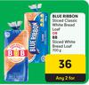 Blue Ribbon Sliced Classic White Bread Loaf Or BB Sliced White Bread Loaf-For Any 2 x 700g