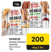 Rainbow Simply Chicken Viennas-For 2 x 1Kg