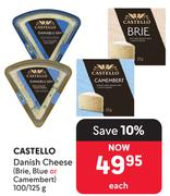 Castello Danish Cheese Brie, Blue Or Camembert-100/125g Each