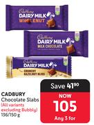 Cadbury Chocolate Slabs-For 3 x 136g/150g