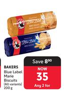 Bakers Blue Label Marie Biscuits-For 2 x 200g