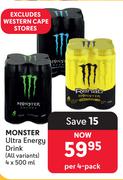 Monster Ultra Energy Drink-For 4 x 500ml
