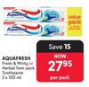 Aquafresh Fresh & Minty Or Herbal Twin Pack Toothpaste-2 x 100ml