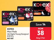 Kotex Maxi Pads All Night/Young Designer-For 2 x 8/9/10s
