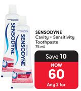 Sensodyne Cavity + Sensitivity Toothpaste-For 2 x 75ml