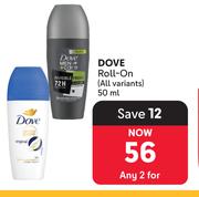 Dove Roll On-For 2 x 50ml