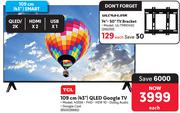 TCL 109cm (43") QLED Google TV 43S5K