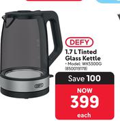 Defy Tinted Glass Kettle 850019178-1.7Ltr Each