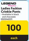 Legend Ladies Fashion Crinkle Pants 850046321-Each