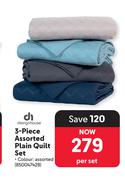 Design House 3 Piece Plain Quilt Set 850047428-Per Set