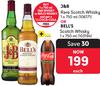 J&B Rare Scotch Whisky 750ml Or Bells Scotch Whisky 750ml With 1Ltr Coca Cola Free