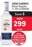 Jose Cuervo Silver Tequila 750ml And 4 Pack Red Bull Peach Free