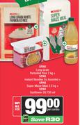 Spar Long Grain Parboiled Rice 2kg + Spar Instant Noodles 5s PK +Spar Super Maize Meal 2.5kg-For All