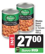 Rhodes Baked Beans In Tomato Sauce-For 2 x 400g