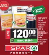 Buy Any2 Spar Crumbed Chicken Range750g Assorted Plus Buy1 Spar Cola Carbonated Soft Drink3Ltr-ForAL
