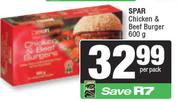 Spar Chicken & Beef Burger-600g Per Pack