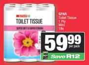 Spar Toilet Tissue 1 Ply Mini-18s Per Pack