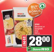Spar Macaroni Or Spaghetti Only-For 2 x 500g