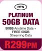 MTN Platinum 50GB Data (50GB Anytime Data + Free 50GB Streaming Data)