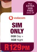 Vodacom 10GB Sim Only (5GB Day + 5GB Night)