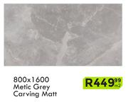 800 x 1600 Metic Grey Carving Matt Floor Tile-Per Sqm