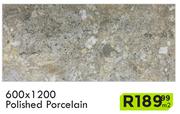 600 x 1200 Polished Porcelain Floor Tile-Per Sqm