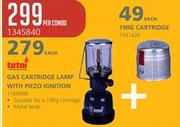Totai Gas Cartridge Lamp With Piezo Ignition + 190g Cartridge -Per Combo 