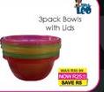 3 Pack Bowls With Lids