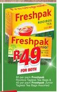 Freshpak Rooibos Tagless Tea Bags-80 Per Pack & Freshpak Junior Tagless Tea Bags-40 Per Pack