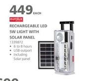 Eurolux Rechargeable LED 5W Light With Solar Panel