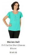 Merien Hall Frill Cut Out Short Sleeves Blouse