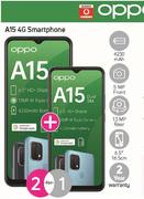 2 x Oppo A15 4G Smartphone-On 1GB RED Top Up Core More Data & Promo 65 PMx24