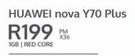 Huawei Nova Y70 Plus Smartphone-On 1GB Red Core (36 Months)