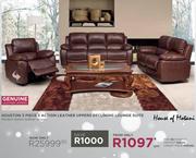 Houston 3 Piece 3 Action Leather Uppers Reclining Lounge Suite