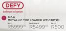 Defy 13Kg Metallic Top Loader WTL13019M