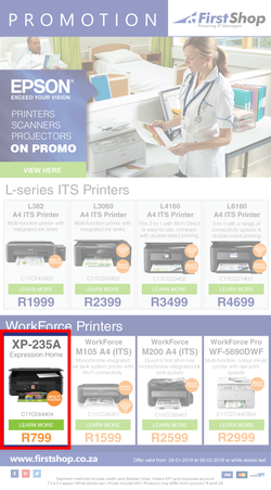 First Shop : Epson Promotion (29 Jan - 5 Feb 2019), page 1