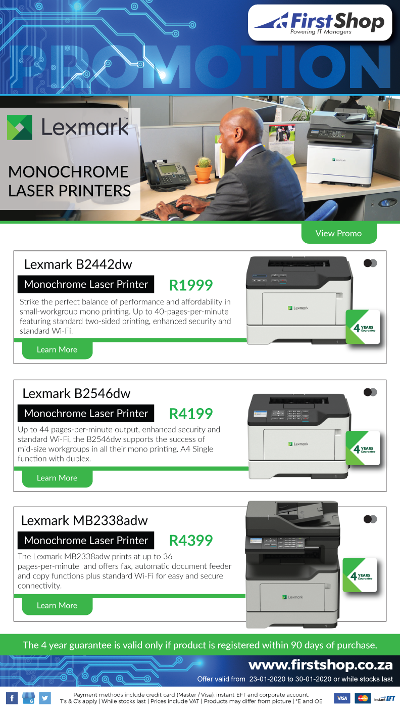 First Shop Lexmark Printer Promo 23 Jan 30 Jan 2020
