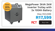 RCT Mega Power 2KVA 2KW Inverter Trolley With 2x 100Ah Battery