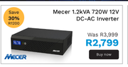 Mecer 1.2Kva 720W 12V DC-AC Inverter