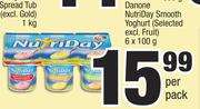 Danone Nutriday Smooth Yoghurt(Selected Excl.Fruit)-6 x 100g Per Pack