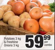Potatoes 3Kg & Freshline Onions 3Kg-Per Combo