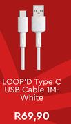 Loop'd Type C USB Cable 1m (White)