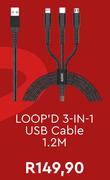 Loop'd 3 In 1 USB Cable 1.2m