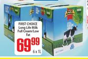 First Choice Long Life Milk Full Cream/Low Fat-6 x 1L